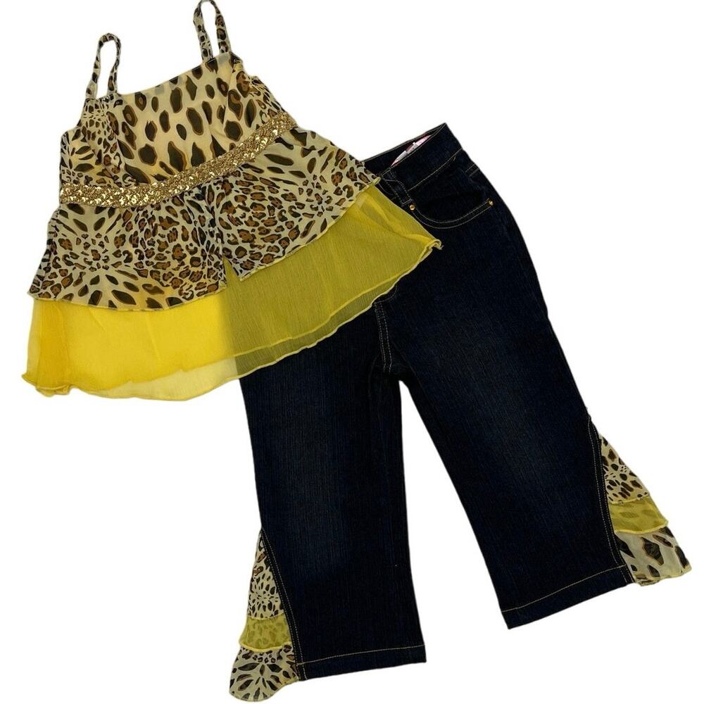 Boutique Chit Chat denim and leopard outfit